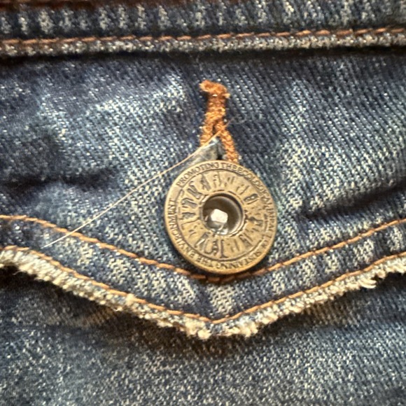 Free People Distressed Denim Jean Jacket Oversized XS (Medium) Dark Wash Trucker - Picture 5 of 12